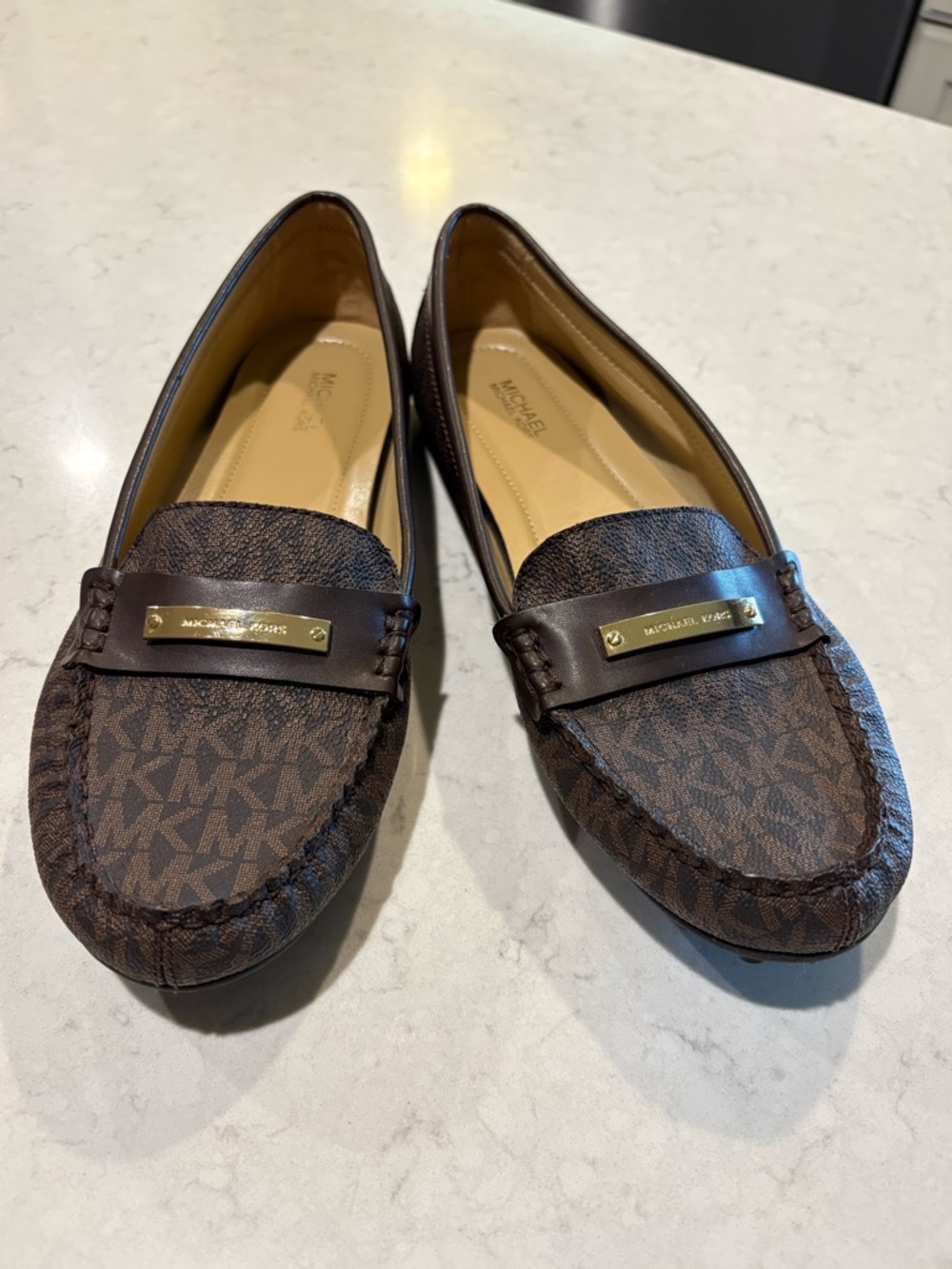 NWOT Michael Kors Dark Brown Logo-Print Classic Loafers